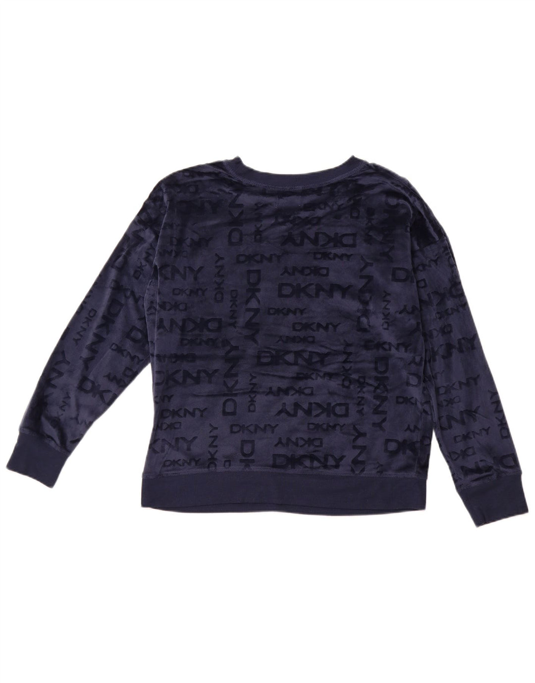 DKNY Pull polaire graphique pour femme UK 14 Bleu marine moyen Polyester