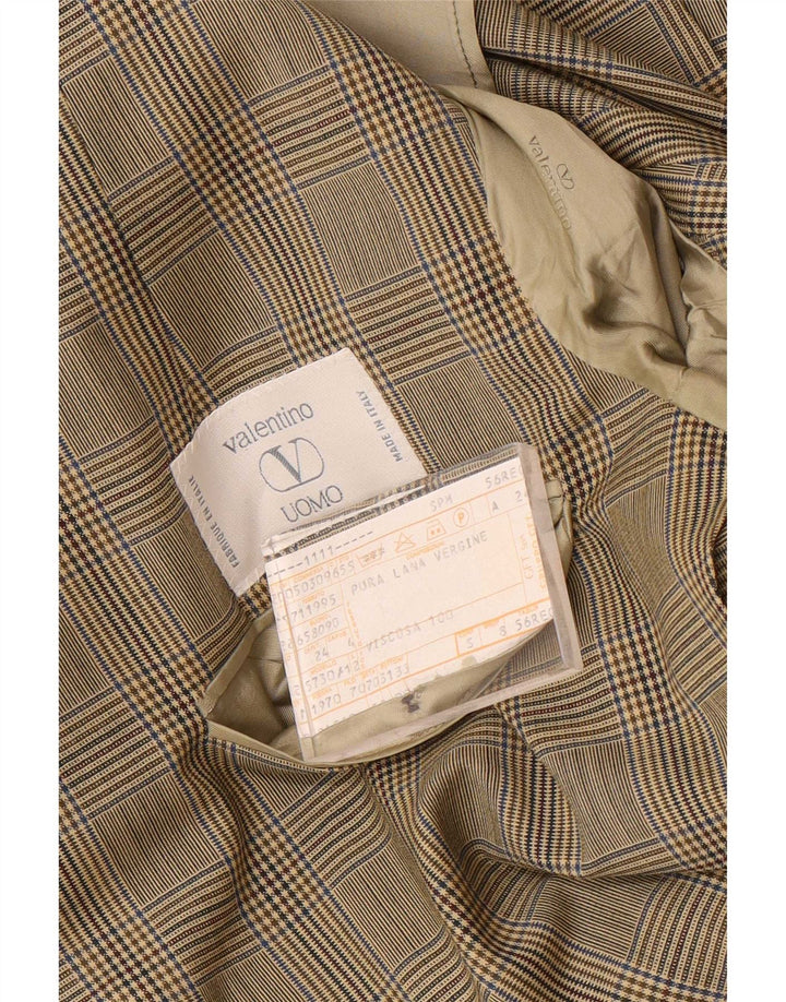 Valentino Veste Blazer 2 Boutons Homme IT 56 3XL Beige Pied-de-Poule