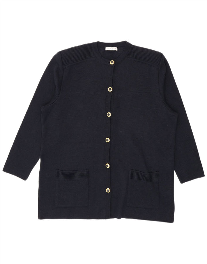 vintage Femme Longline Oversize Cardigan Pull IT 46 Grand Bleu Marine