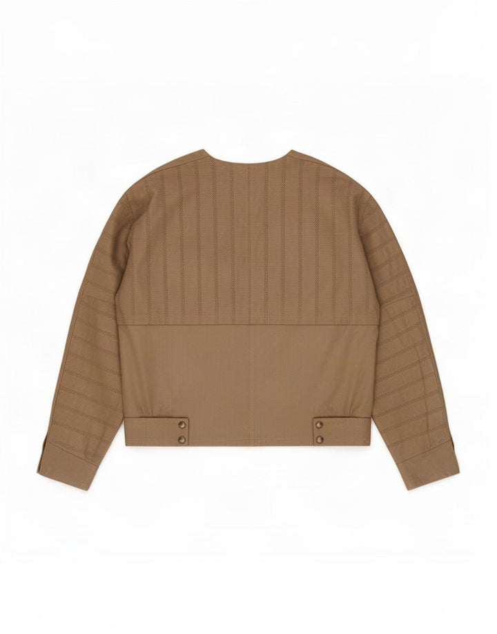 Mabrun Veste En Daim Femme IT 44 Cuir Rayé Beige Moyen