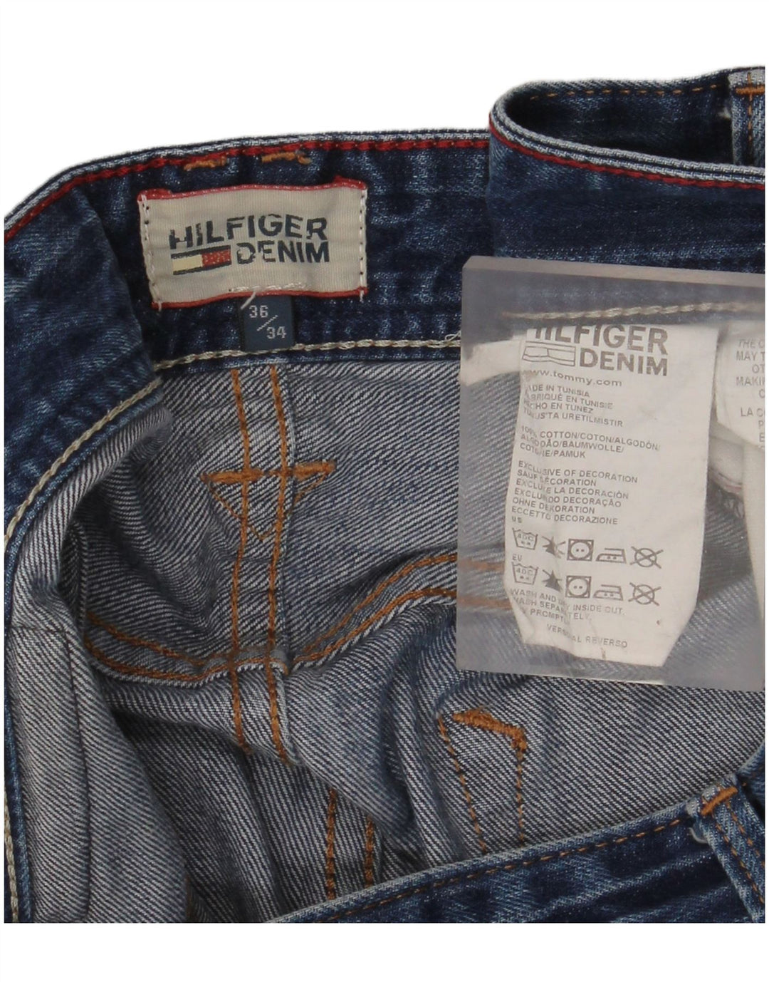 TOMMY HILFIGER Jean Droit Homme W36 L34 Bleu Coton