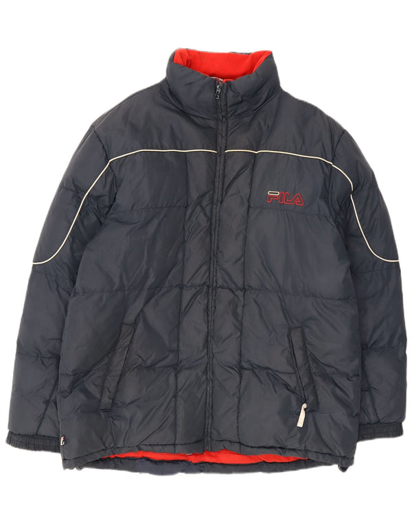 Fila Veste matelassée graphique pour hommes UK 38 Medium Navy Blue Nylon