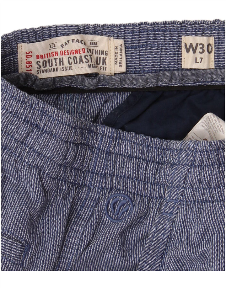 FAT FACE Short Chino Homme W30 Coton Rayé Bleu Moyen