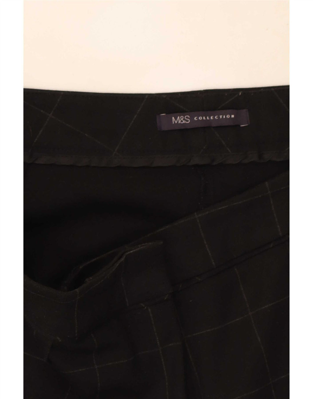 Marks & Spencer Pantalon décontracté slim pour femme W34 L29 Carreaux noirs