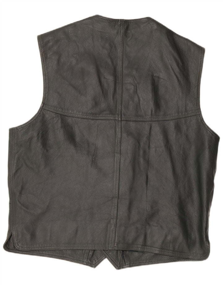 VINTAGE Gilet en cuir homme IT 56 2XL Cuir kaki