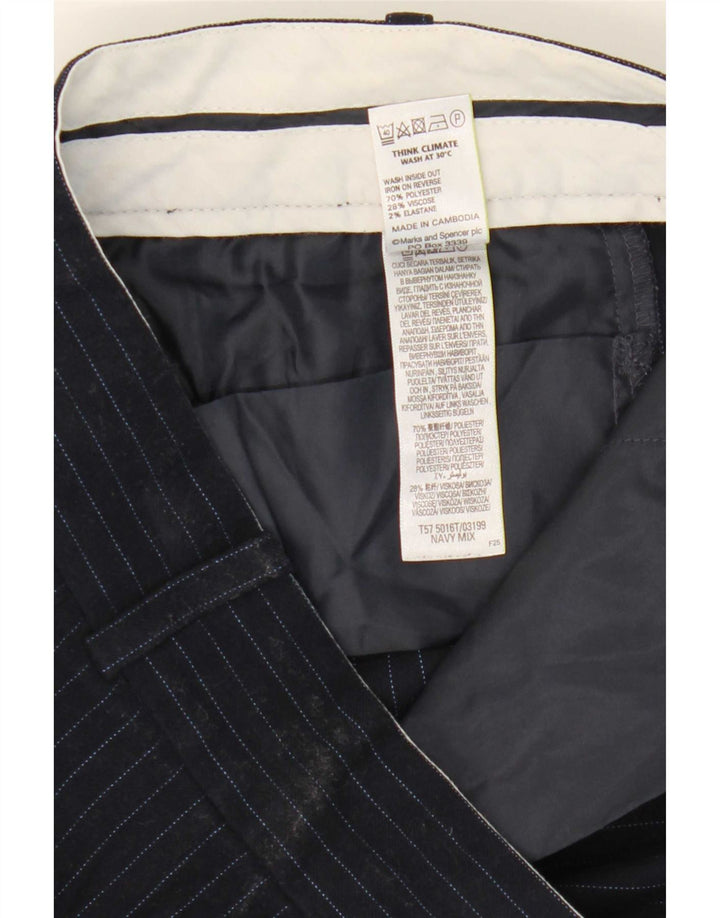 Marks & Spencer Pantalon de costume pour femme UK 12 Medium W32 L27 Bleu marine