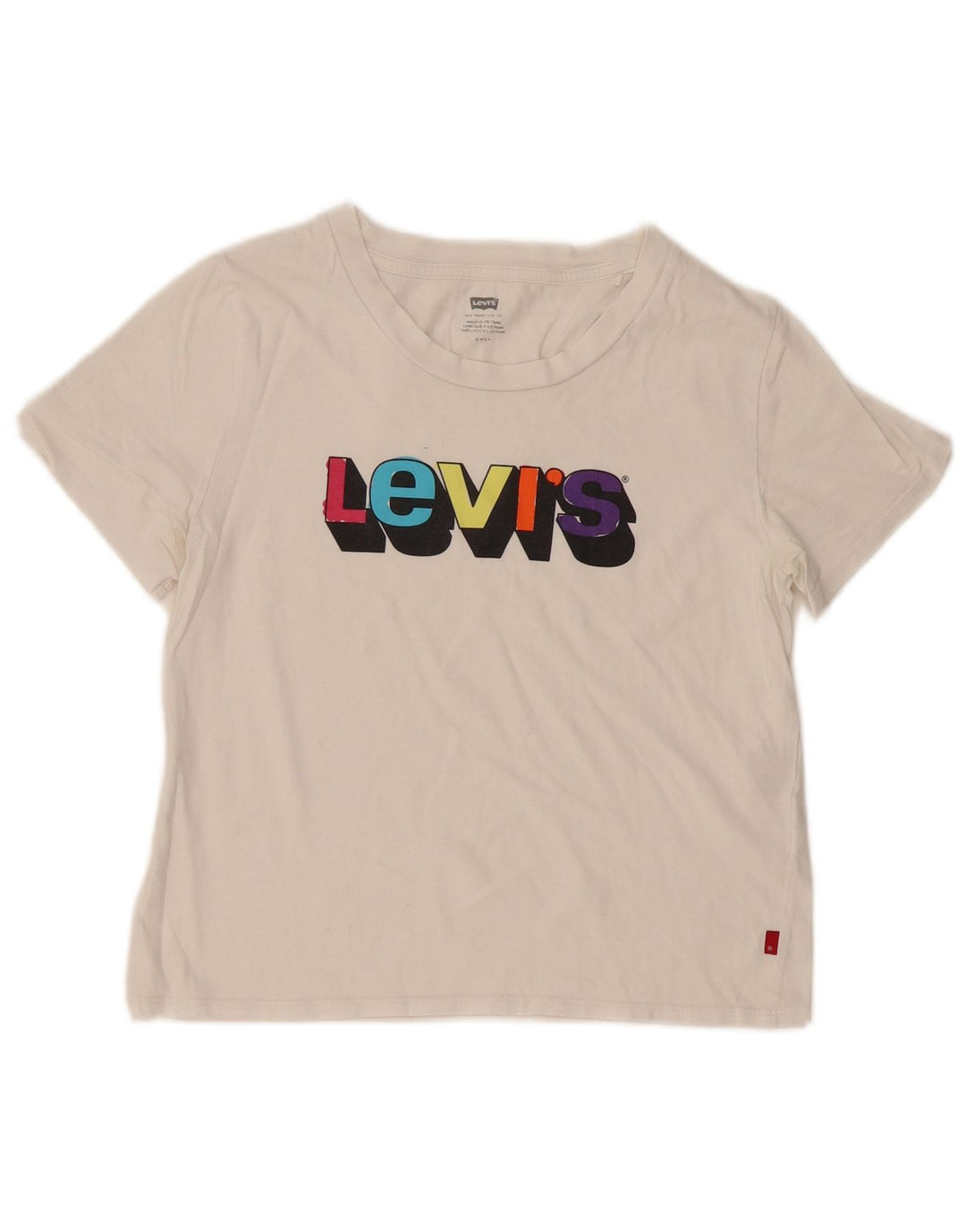 Levi's T-Shirt Graphique Femme UK 10 Small Blanc