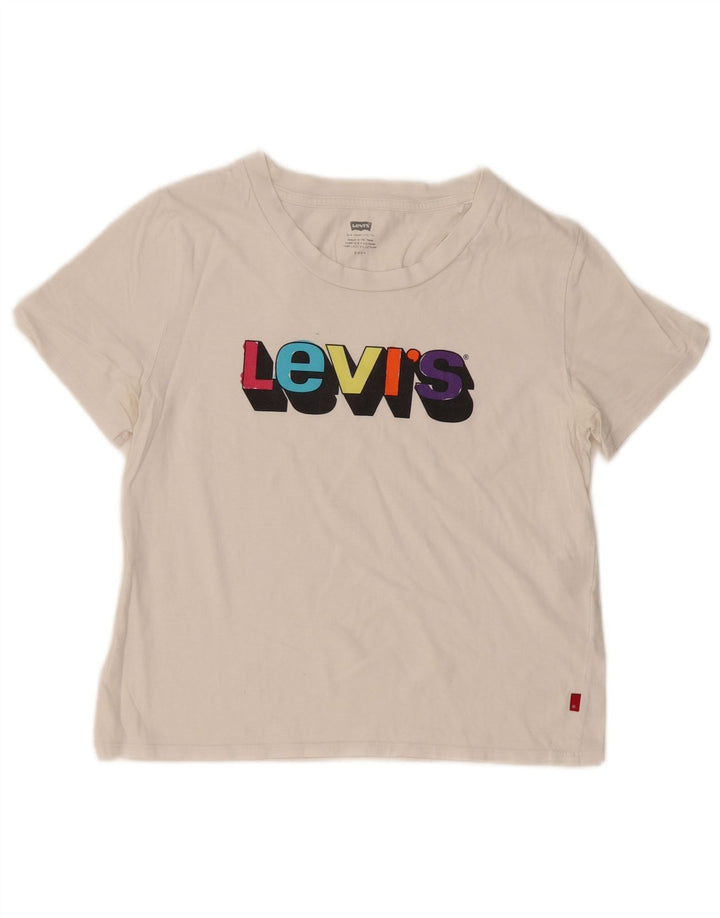 Levi's T-Shirt Graphique Femme UK 10 Small Blanc