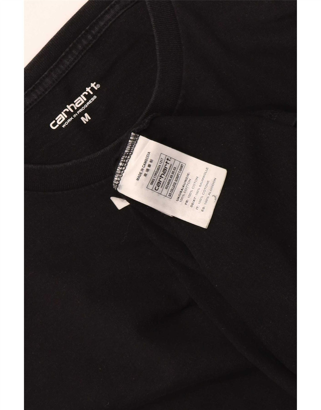 Carhartt Mens Regular T-Shirt Top Noir Moyen Coton