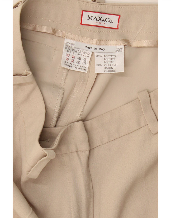 MAX & CO. Pantalon décontracté à jambe large pour femme UK 8 Small W26 L28 Acétate beige