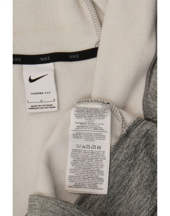 Nike Pull à capuche zippé Therma-Fit pour homme en polyester moucheté gris Taille L