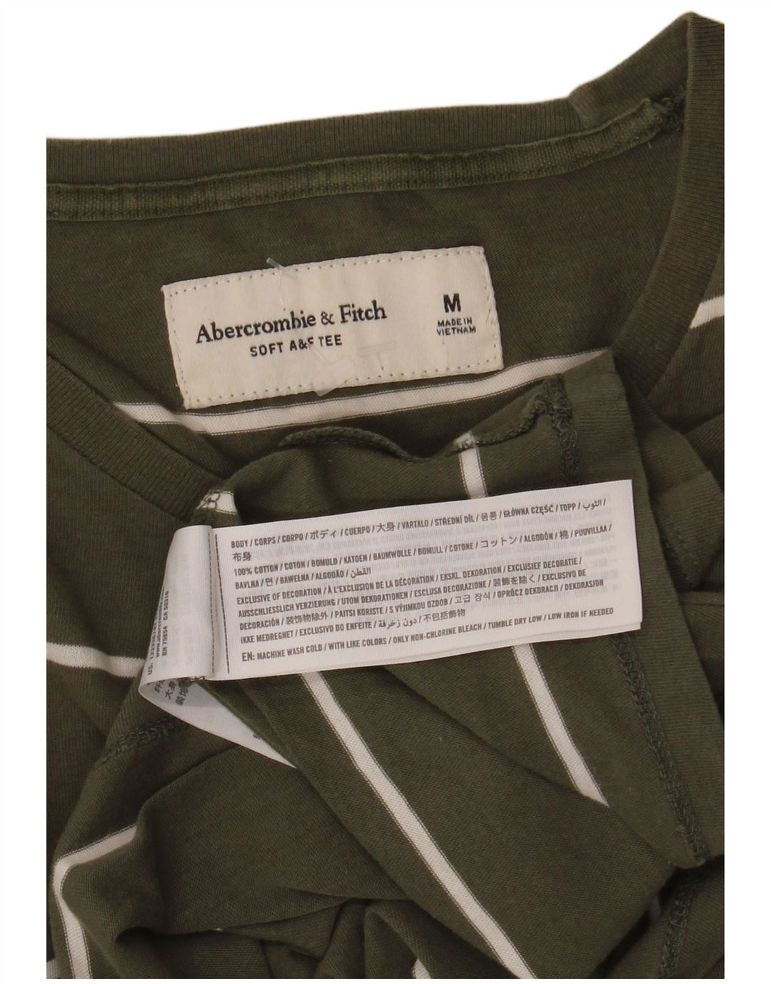 Abercrombie & Fitch T-shirt pour homme en coton rayé kaki moyen