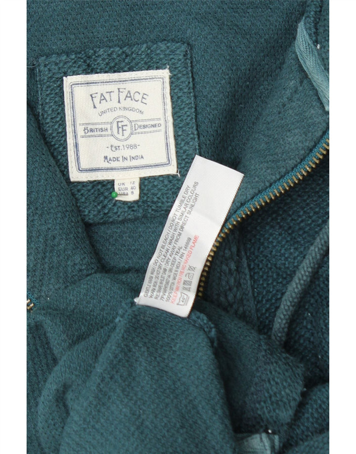 FAT FACE Cardigan à capuche pour femme en coton vert moyen UK 12