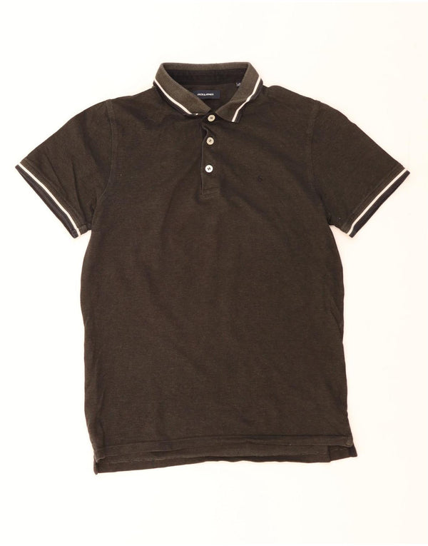 JACK & JONES Mens Polo Shirt Large Khaki Striped