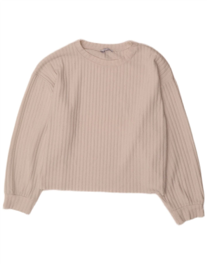 Zara Femme Trafaluc Haut Oversize Manches Longues UK 16 Grand Blanc Polyester