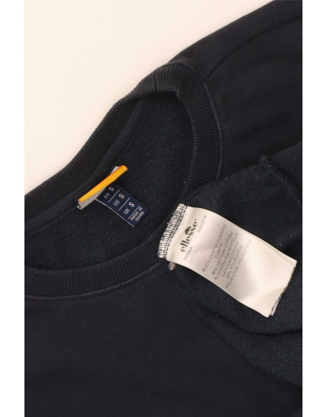 Ellesse Homme Sweatshirt Jumper Petit Bleu Marine Coton