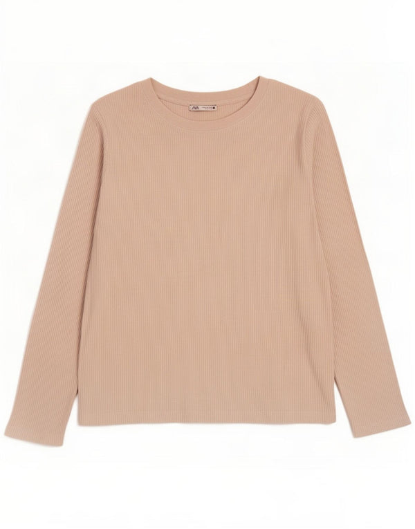 Zara Homme Top Manches Longues Large Beige Polyester