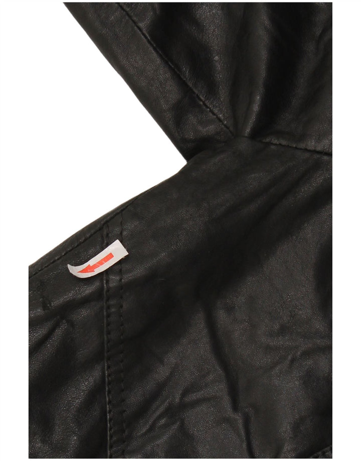 Jack & Jones Veste Bomber en Cuir Homme UK 36 Petit Cuir Noir