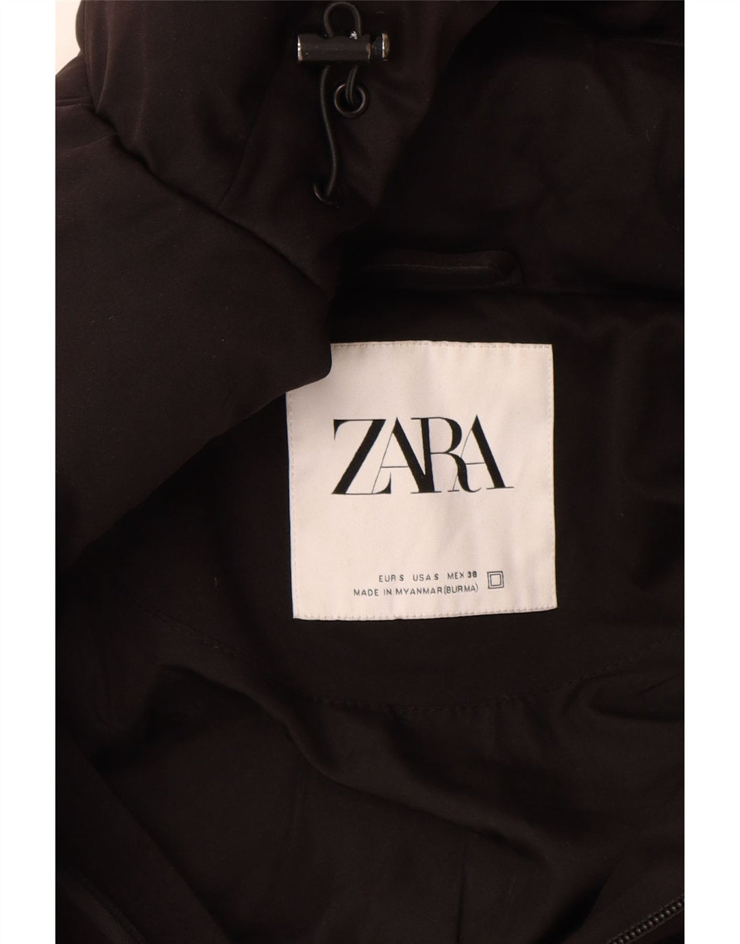 Zara Veste matelassée à capuche pour homme UK 36 Small Noir Polyester