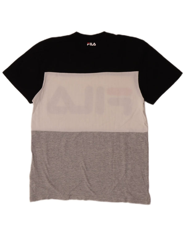 Fila Homme Graphic T-Shirt Top Small Multicolore Colourblock Coton