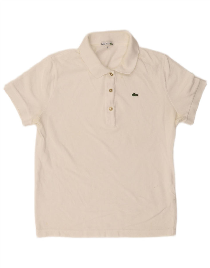 LACOSTE Polo Femme Taille 42 Grand Blanc