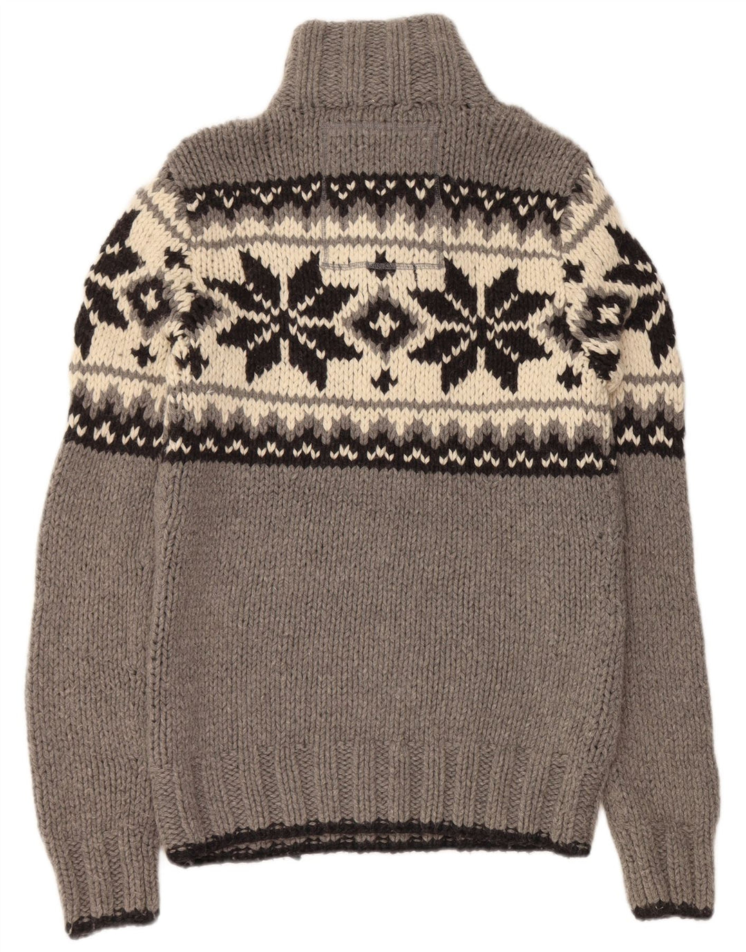 SUPERDRY Pull à col boutonné pour homme en laine Fair Isle gris moyen