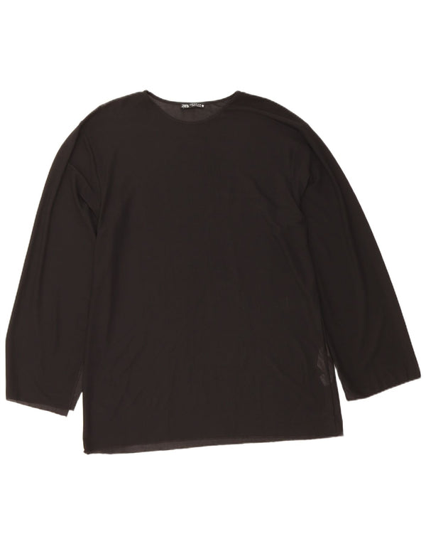 Zara Femme Top Manches Longues UK 44 Medium Noir Polyester