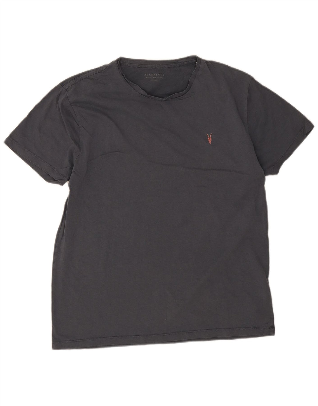 All Saints T-Shirt Regular Fit Homme Gris Moyen Coton