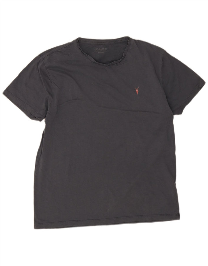 All Saints T-Shirt Regular Fit Homme Gris Moyen Coton