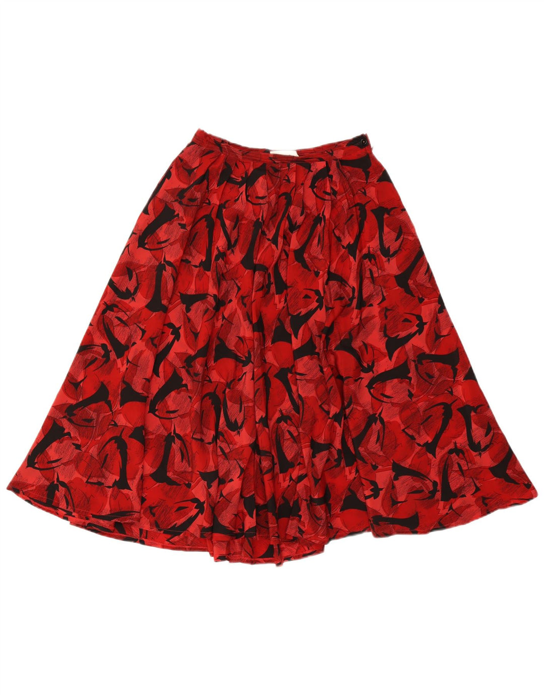 vintage Femmes Motif Abstrait Jupe Plissée IT 42 Moyen W26 Rouge Classique