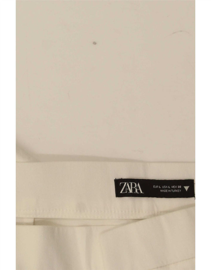 Zara Femme Pantalon Court Droit Large W30 L25 Blanc
