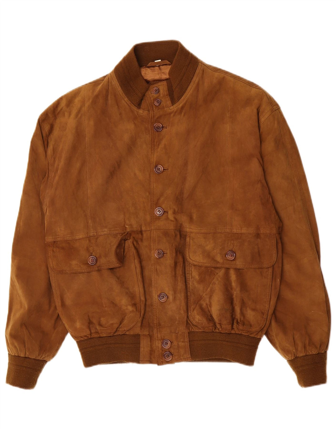 Veste Bomber En Daim Vintage Homme IT 48 Cuir Marron Moyen