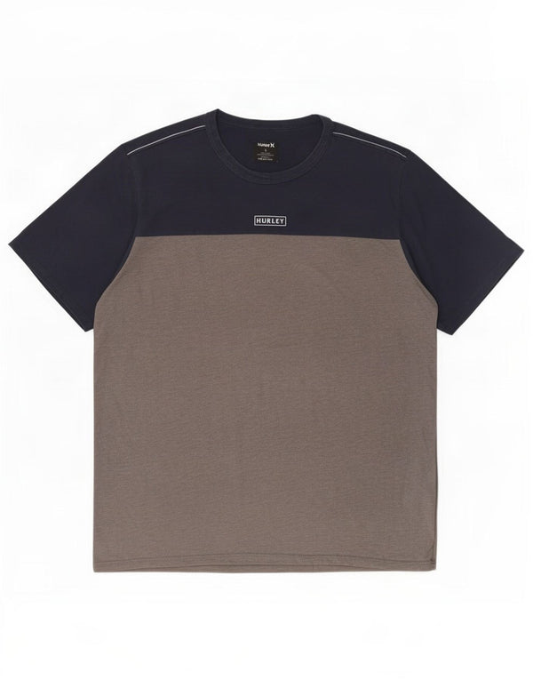 Hurley Hommes Nike Dri Fit T-Shirt Haut Large Gris Colorblock Coton