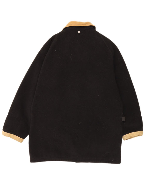 vintage Womens Fleece Duffle Jacket UK 18 XL Noir Colorblock