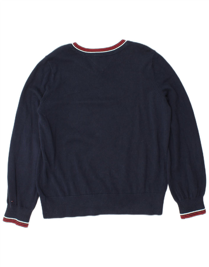 TOMMY HILFIGER Pull à col rond pour femme UK 10 Small Bleu marine