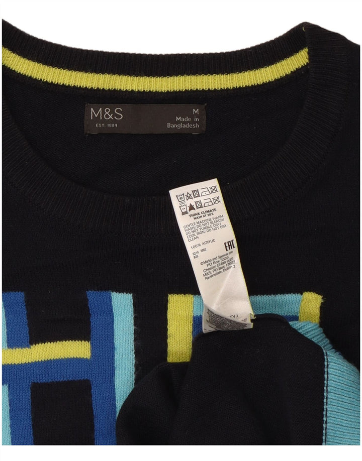 Marks & Spencer Pull à col rond pour femme UK 14 Bleu marine moyen