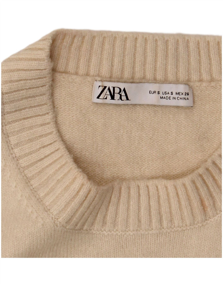 Zara Womens Crop Vest Débardeur UK 10 Petit Beige