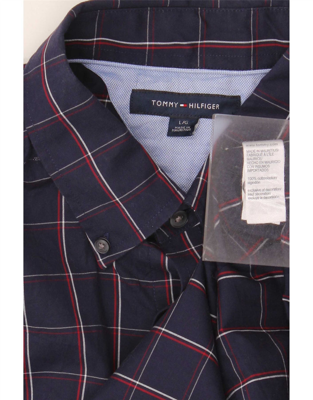 Tommy Hilfiger Chemise Homme Grand Carreau Bleu Marine Coton