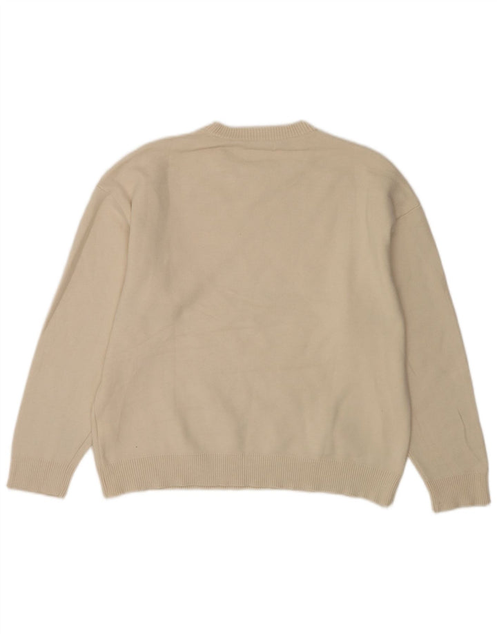 Zara Pull à col rond pour homme Large Beige Viscose