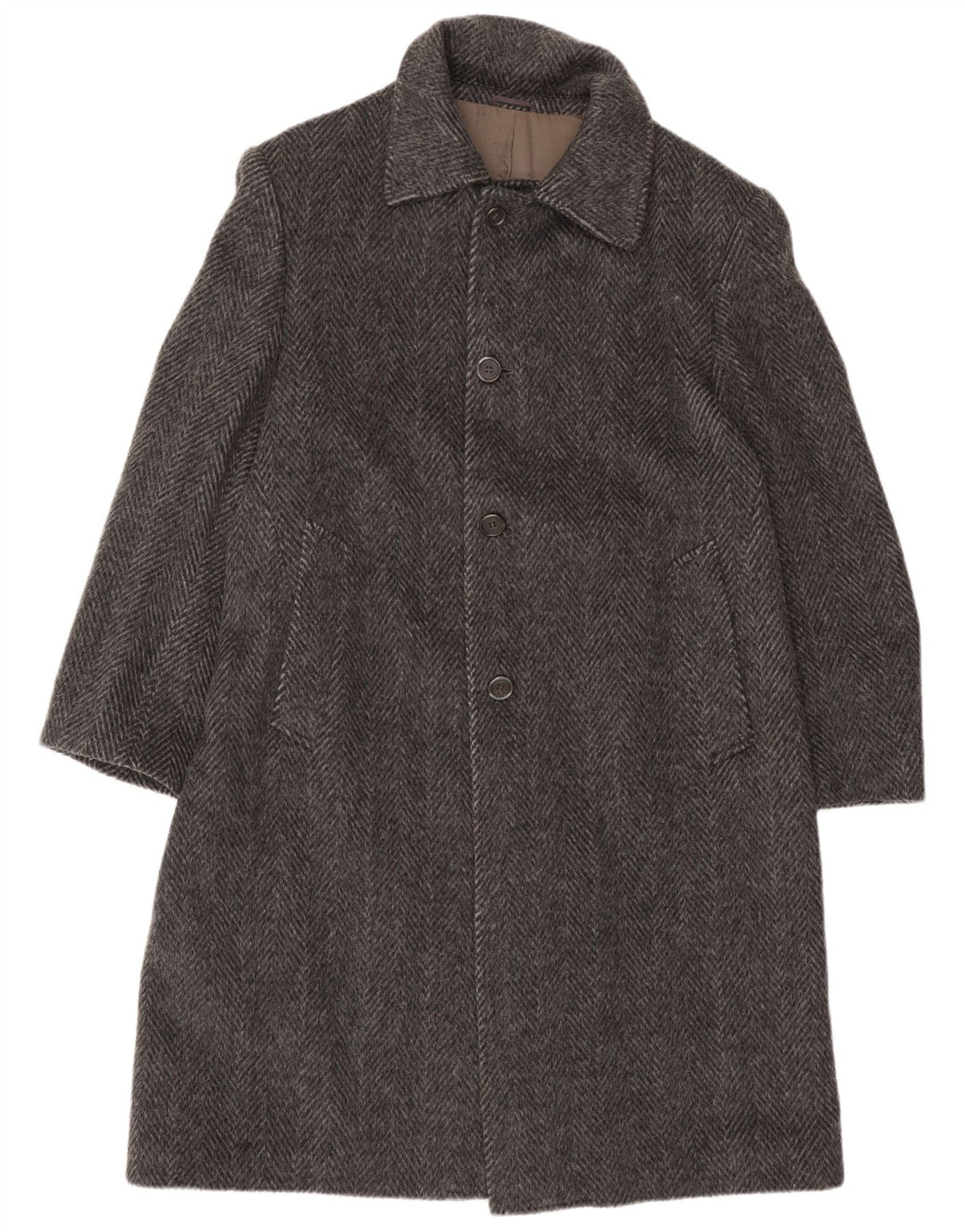 Lebole Manteau Homme IT 49 Laine à Chevrons Gris Moyen
