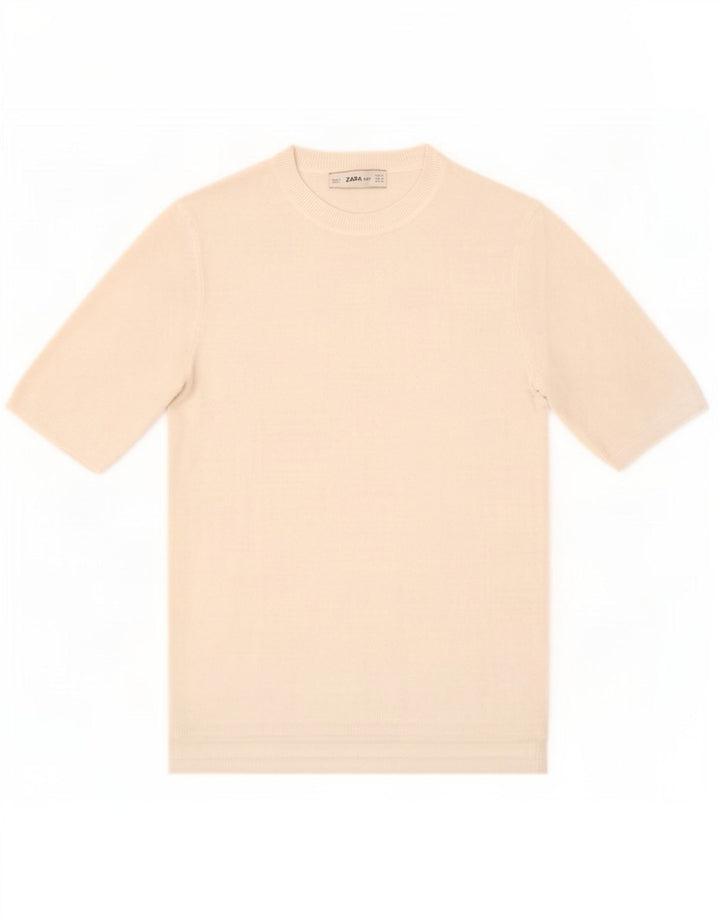 Zara Femme T-Shirt Top UK 12 Medium Blanc