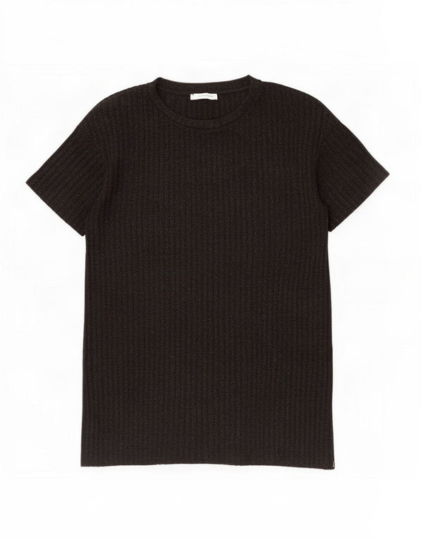 Zara T-Shirt Femme Top UK 10 Petit Polyester Moucheté Noir