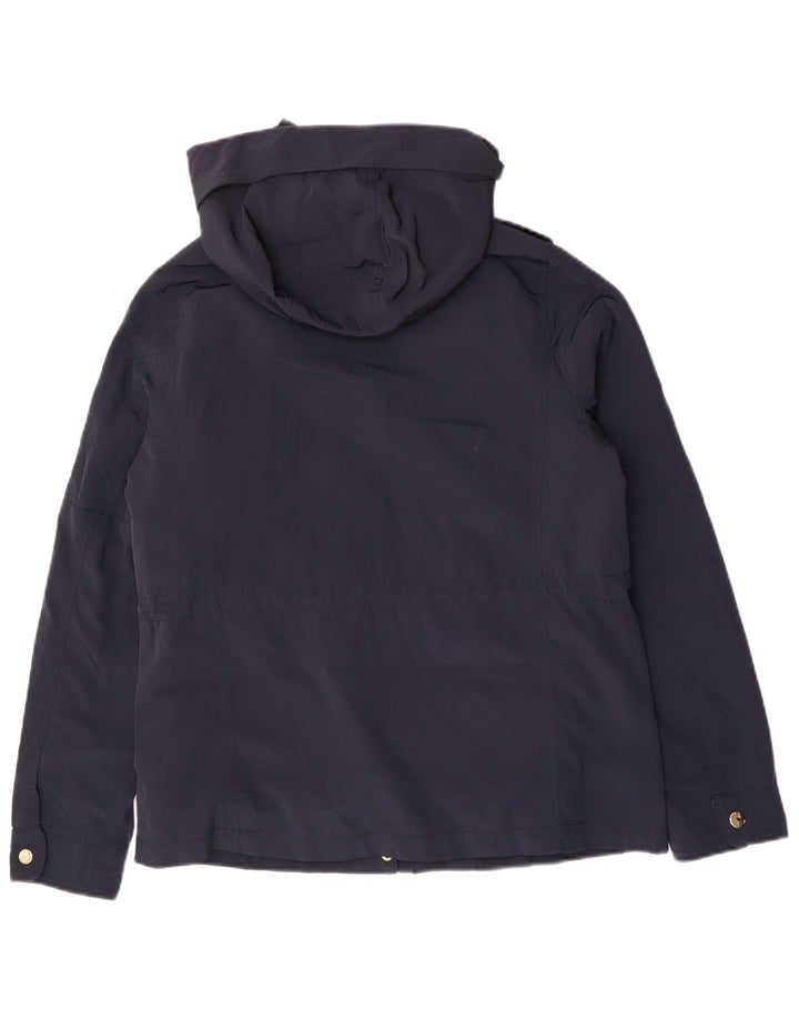 Zara Veste militaire à capuche pour femme UK 14 Bleu marine moyen Polyester