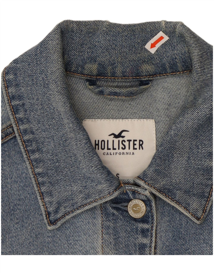 HOLLISTER Veste en jean vieilli pour femme UK 10 Small Bleu Coton