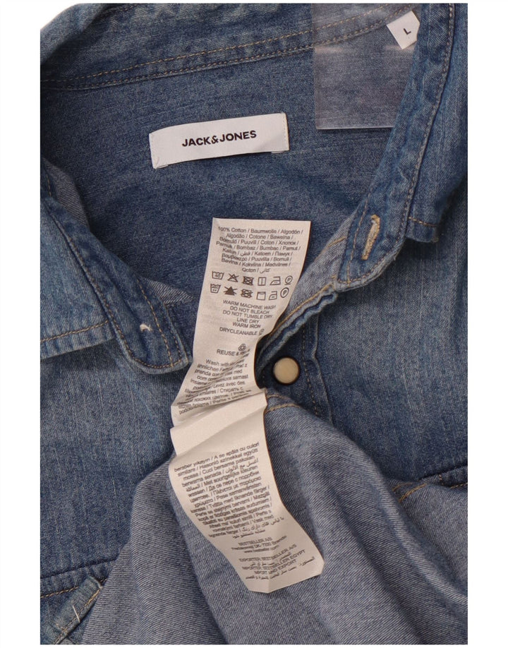 JACK & JONES Chemise en Jean Large Bleu Coton Homme