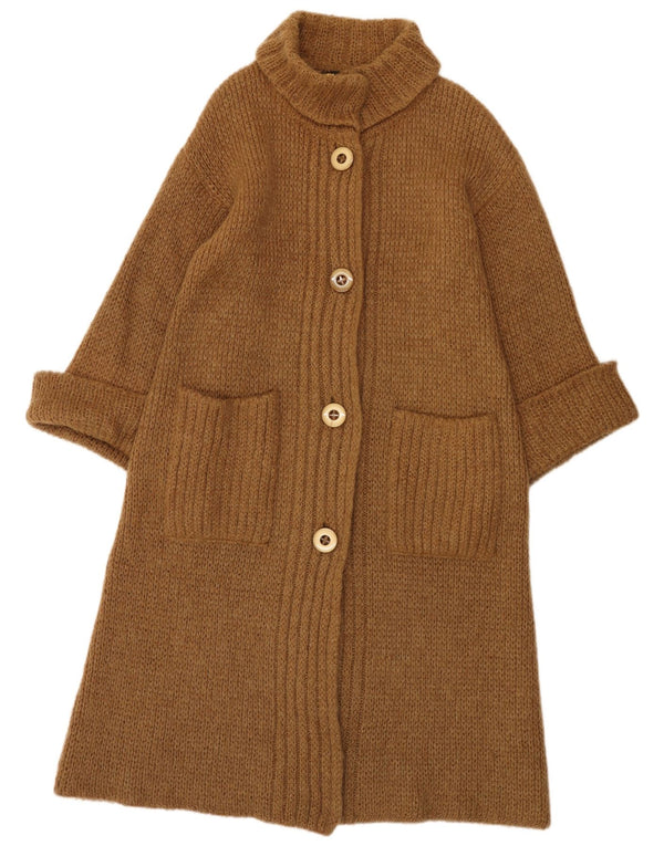 vintage Femme Longline Cardigan Pull IT 42 Brun Moyen