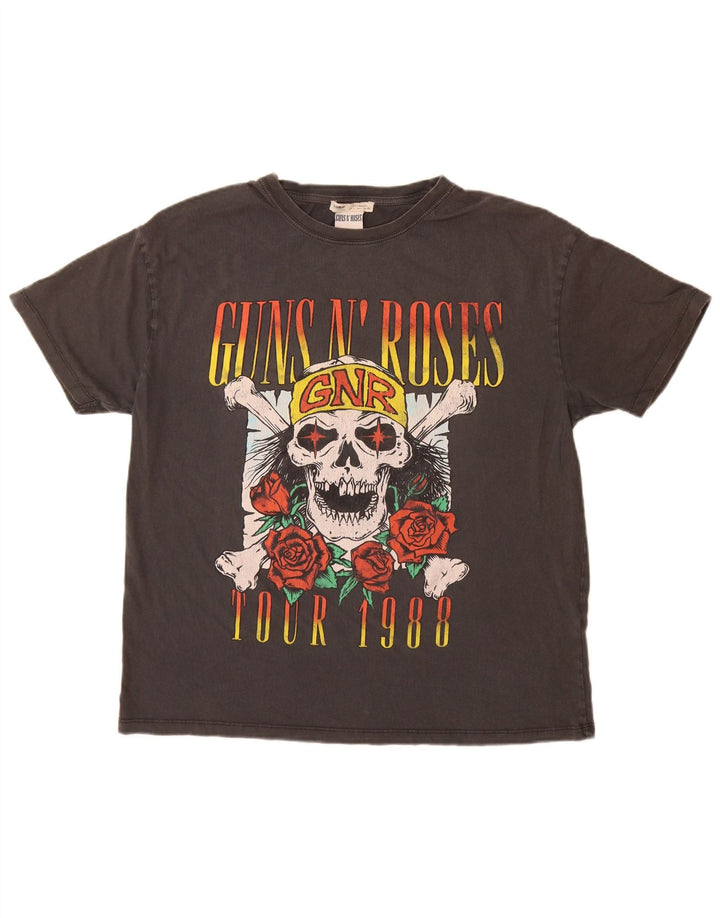 Pull & Bear T-Shirt Graphique Guns & Roses Homme Gris Large Coton