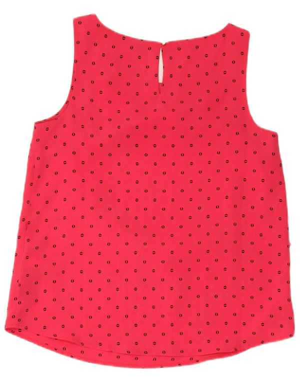 Tommy Hilfiger Chemisier sans manches pour femme UK 44 Rouge moyen à pois
