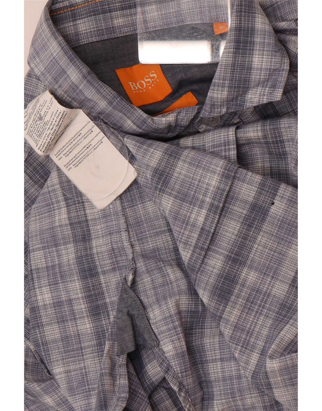 Hugo Boss Chemise Slim Fit à manches courtes en coton à carreaux bleu moyen