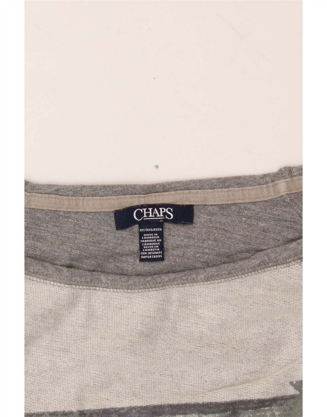 CHAPS Womens Top Long Sleeve UK 22 3XL Grey Geometric Cotton Vintage Chaps and Second-Hand Chaps from Messina Hembry 